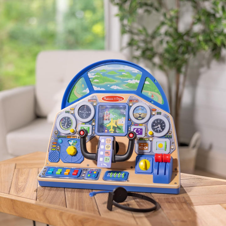 Melissa & Doug 32300 Interaktives Armaturenbrett für Jetpiloten Holzspielzeug für Jungen und Mädchen