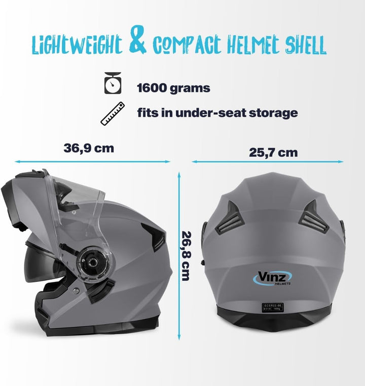 VINZ Santos Klapphelm mit Sonnenblende | ECE 22.06 & PINLOCK vorbereitet | Motorrad Helm Integralhel