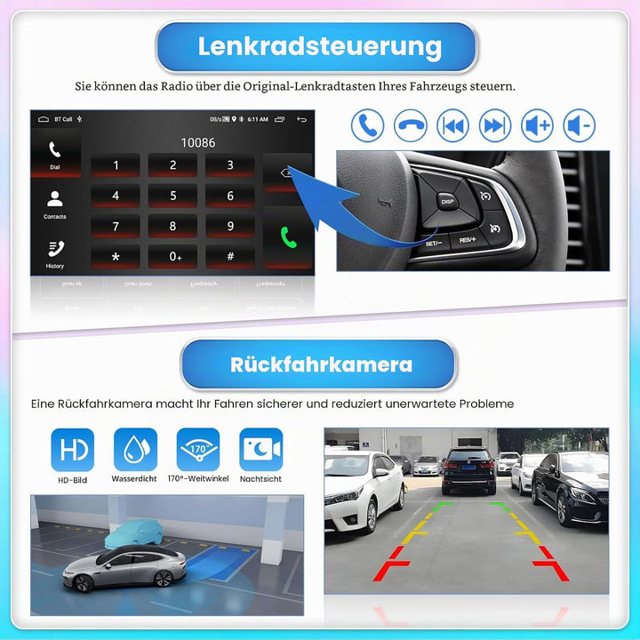 [2G+64G] Hikity Autoradio Navi Für VW Golf 5 Golf 6 T5 Touran EOS Polo Passat Sharan Android Wireles