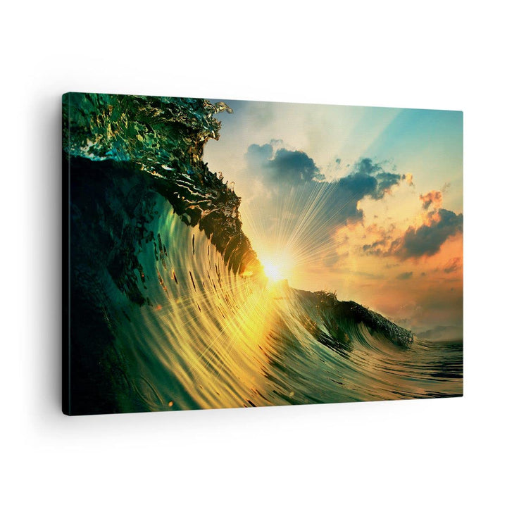 Bilder auf Leinwand Meer Welle Wasser Leinwandbild mit Rahmen 70x50cm Wandbilder Dekoration Wohnzimm