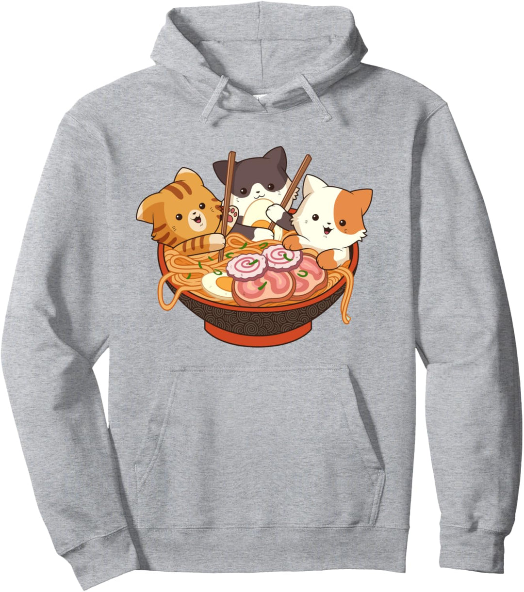 Kawaii Süsse Anime-Katzen Otaku Japanische Ramen-Nudeln Pullover Hoodie