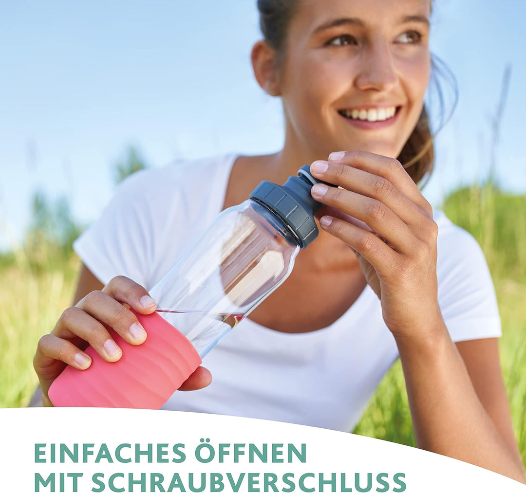 Emsa N31005 Drink2Go Glas Trinkflasche | Fassungsvermögen: 0,7 Liter| Schraubverschluss | 100% dicht