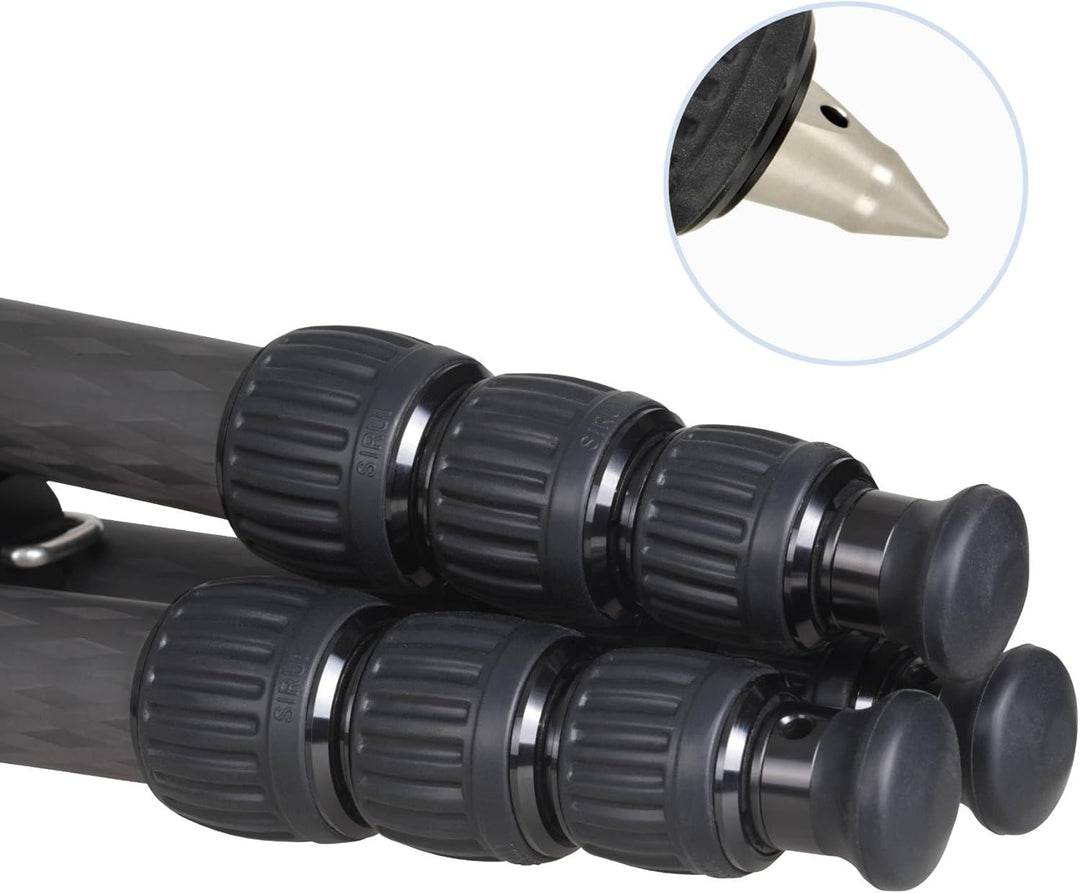 Sirui R-2214X Dreibeinstativ mit Mittelsäule und 75 mm Adapterhalbschale, 10x Carbon, Schwarz, R-221