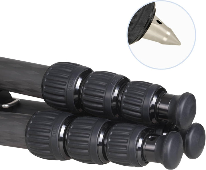 Sirui R-2214X Dreibeinstativ mit Mittelsäule und 75 mm Adapterhalbschale, 10x Carbon, Schwarz, R-221