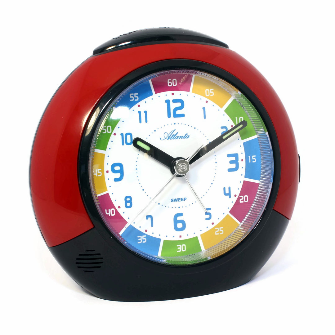 Atlanta Kinderwecker ohne Ticken Leisegang Quarz Licht Snooze (Rot A)