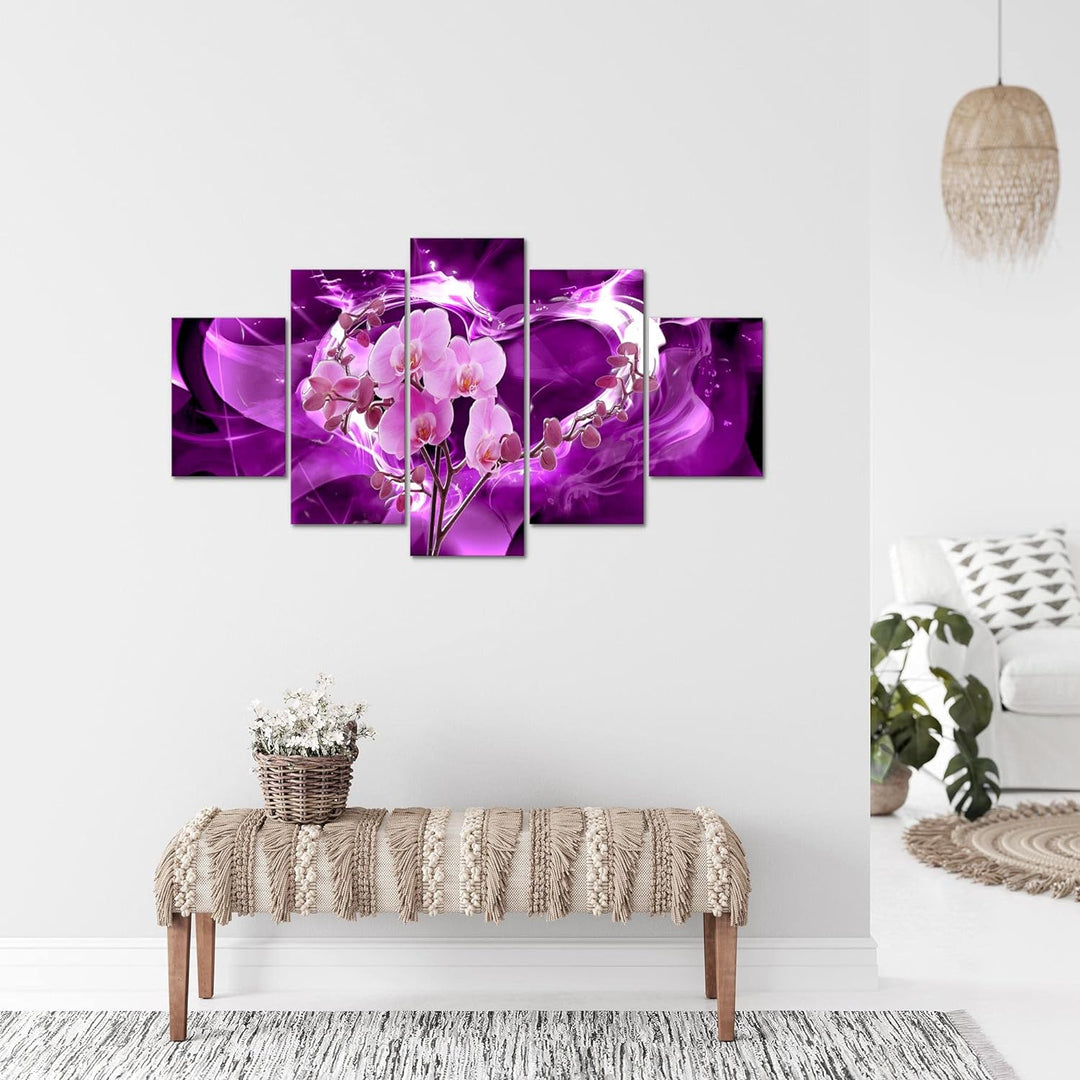 Runa Art Bild Wohnzimmer Schlafzimmer Blumen Orchidee 5 Teilig Abstrakt Violett Lila Wandbilder auf