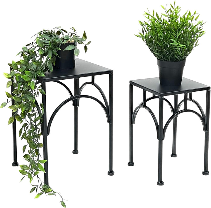 DanDiBo Blumenhocker Metall Schwarz Eckig Blumenständer Beistelltisch 96449 2er Set Pflanzenständer