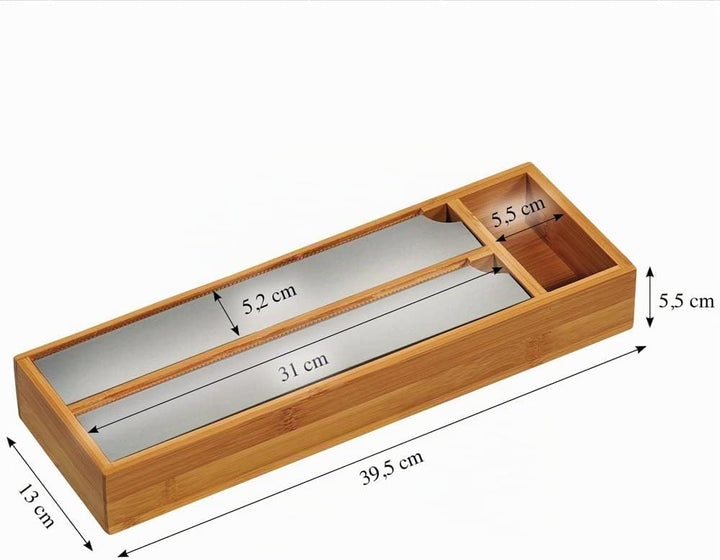 Kesper | Folienspender, Material: Bambus, Metall, Masse: 39.5 x 13 x 5.5 cm, Farbe: Braun | 58040 13