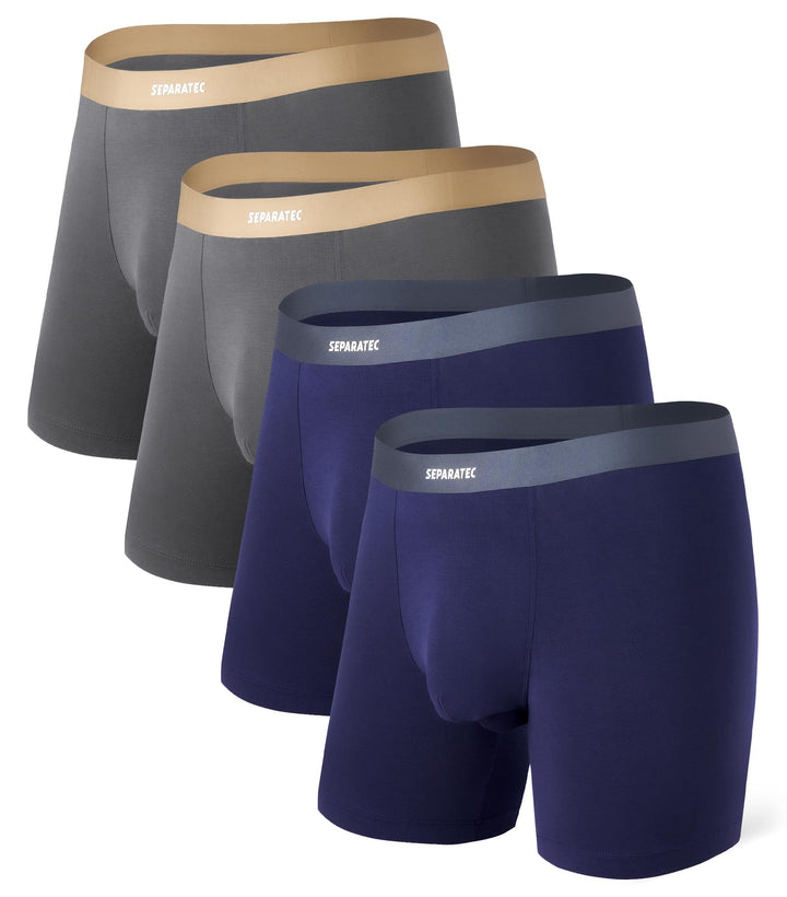 Separatec Herren Boxershorts 4er Pack Doppelbeutel Dual Pouch, Bambus Unterhosen Männer, Stretcken H
