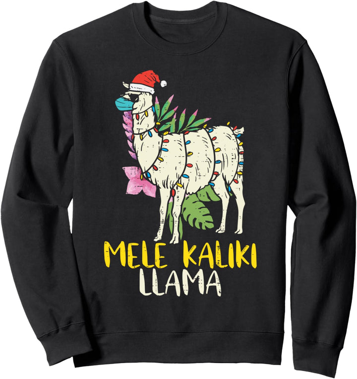 Mele Kalikimaka Llama Mask Hawaii Christmas Quarantine Gift Sweatshirt