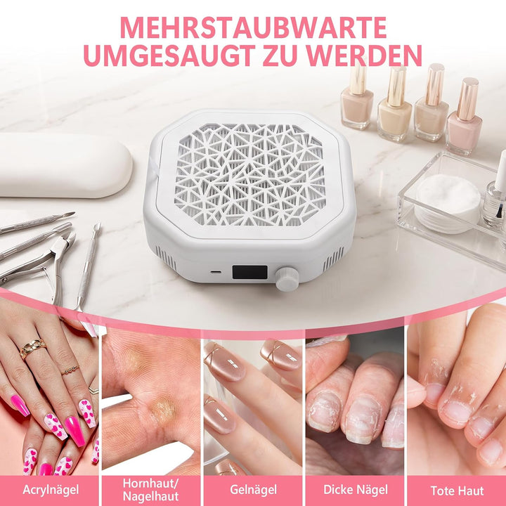 4200 U/min Nagelstaubsauger – geräuscharm, HEPA-Filter. Tragbarer Nagelstaubsauger für Nagelstudio &amp;