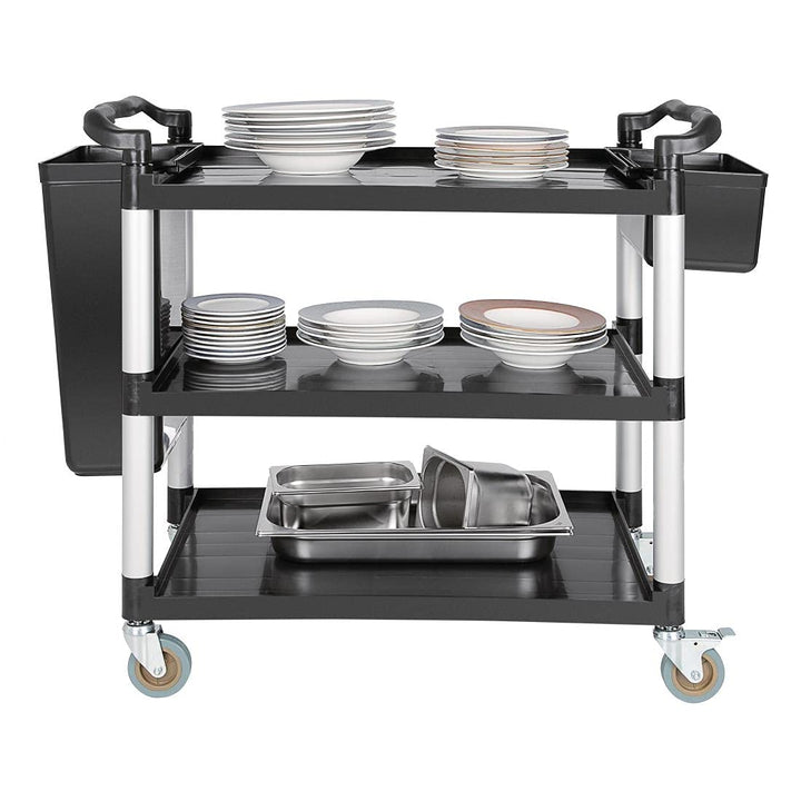 Vogue Kunststoff-Mehrwegwagen - gross, schwarz, 200 kg Kapazität, Grösse: 960x520x1070 mm, mit 2x ge