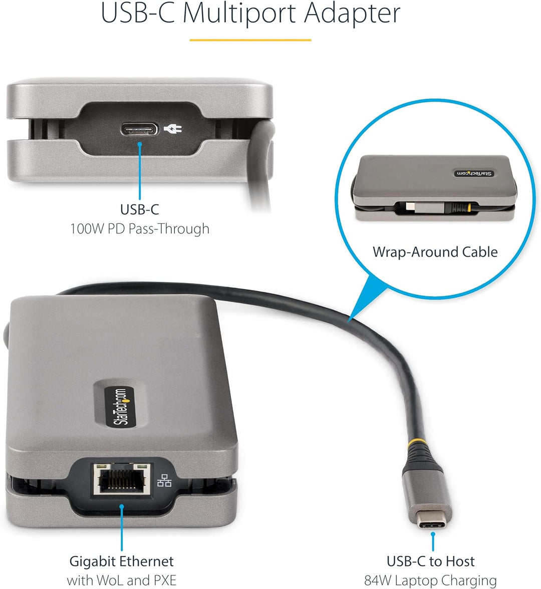 StarTech.com USB-C Multiport Adapter - USB C auf VGA/4K 60Hz HDMI Adapter - 3-Port USBC Hub - 100W P