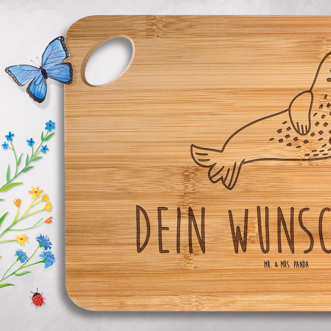 Mr. & Mrs. Panda Frühstücksbrett Selbst Gestalten Robbe Lachen - Personalisierte Geschenke, Frühstüc