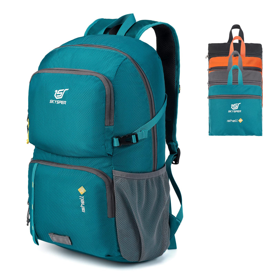 SKYSPER Ultraleichter Faltbarer Rucksack mit Nassfach - Wasserfest und Verstaubarer Daypack für Wand