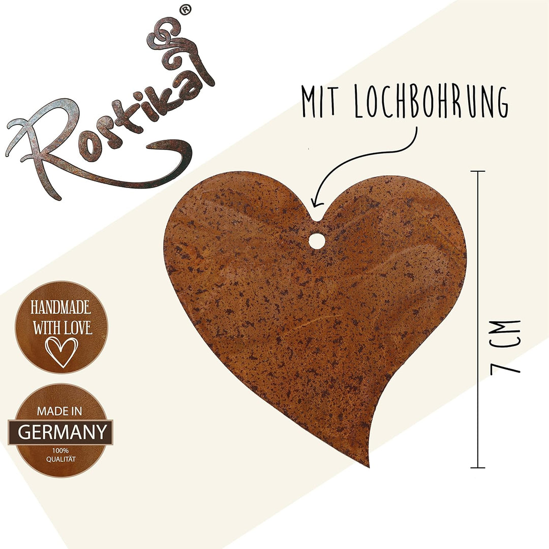 Rostikal 10er Set Herz Deko 7 cm Edelrost Gartendeko Rost Hängedeko Fenster