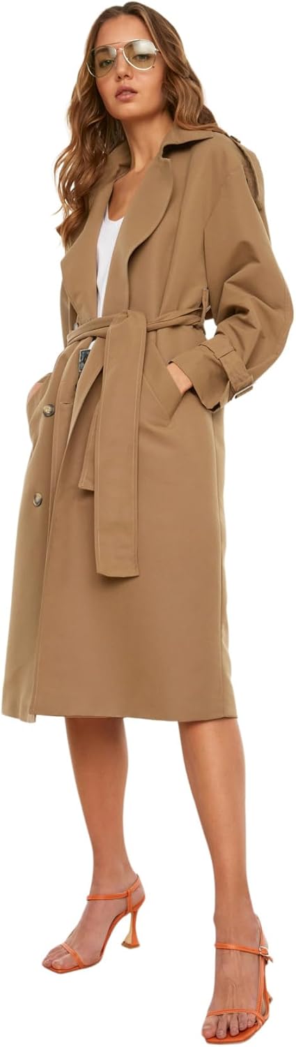 TRENDYOL Trench Coat - Brown - Regular 32 Nerz, 32 Nerz
