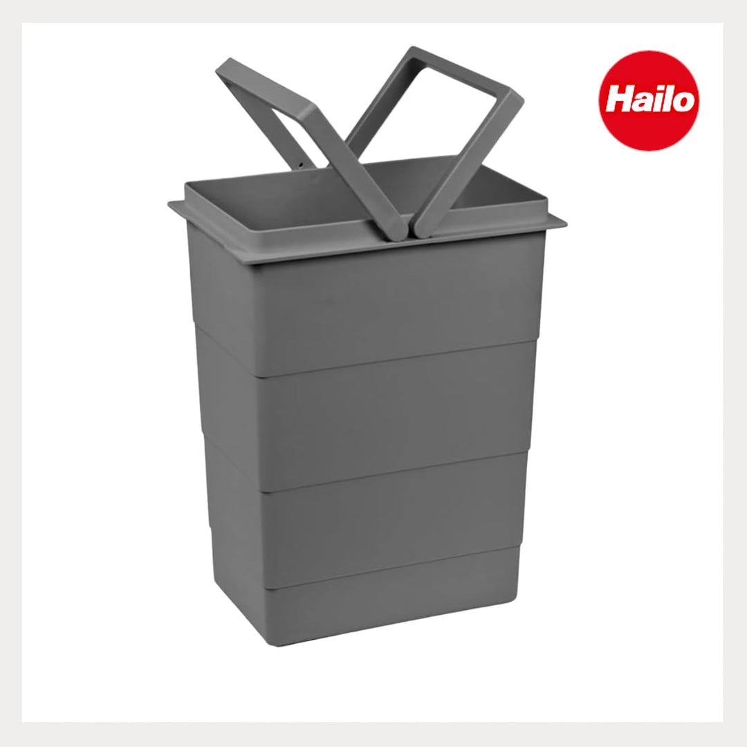 Hailo Inneneimer | Modell 1129909 Dunkelgrau | 8 Liter Fassungsvermögen | Masse: 226 x 156 x 295 mm
