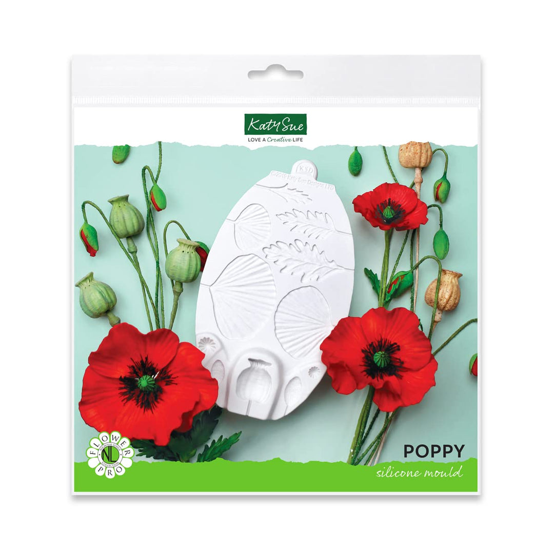 Flower Pro Silikonform für Kuchendekoration und Basteln von Katy Sue – macht 3 Grössen von Mohnblume