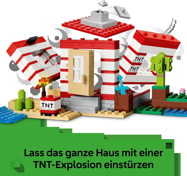 LEGO Minecraft Das TNT-Dschungelhaus - Gamer Spielzeug für Kinder - Interaktives Spielset mit Boot,