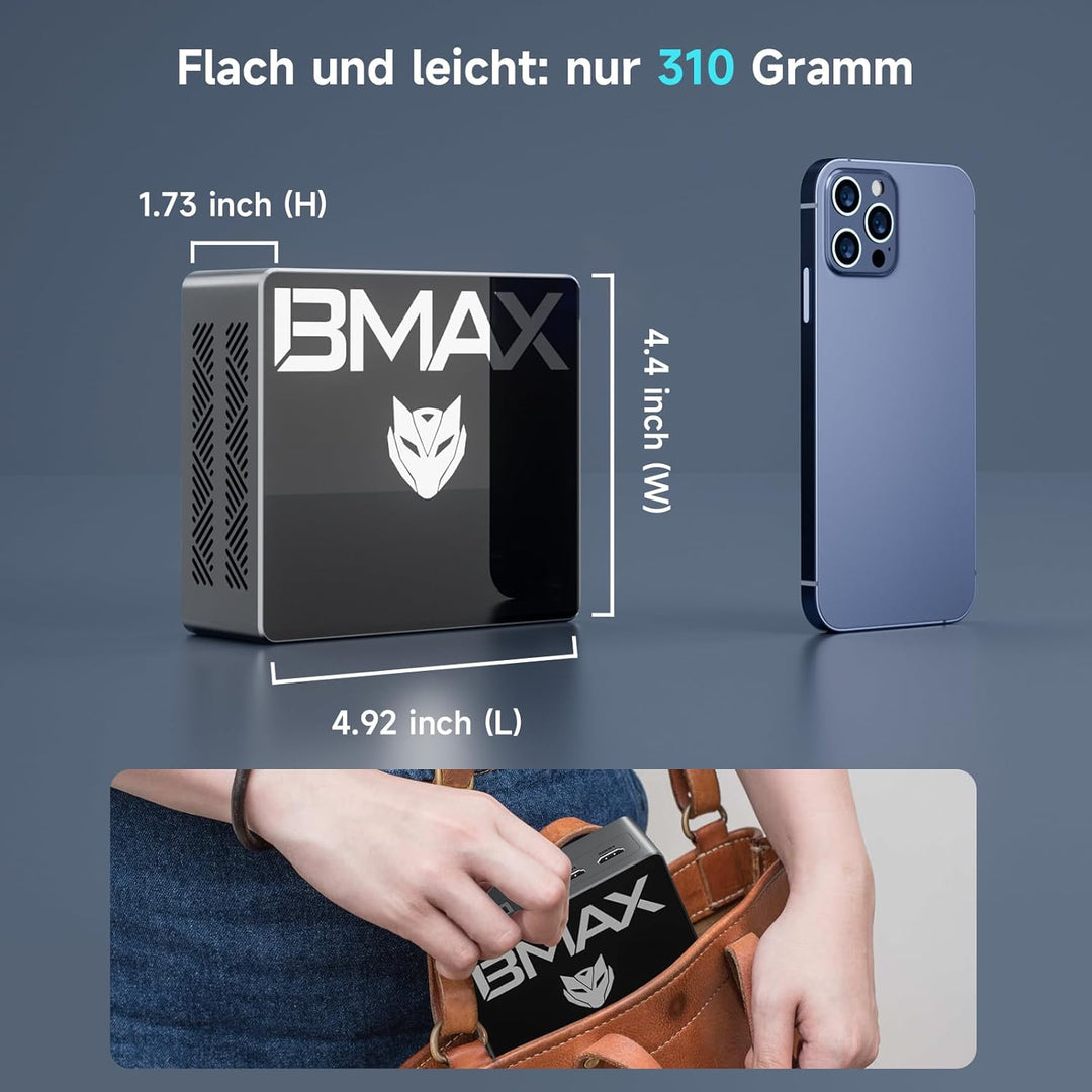 BMAX Mini PC Intel N97 (bis zu 3.6Ghz) 16GB RAM 512GB M.2 SSD Win-11 Pro B4Pro Micro Desktop Compute
