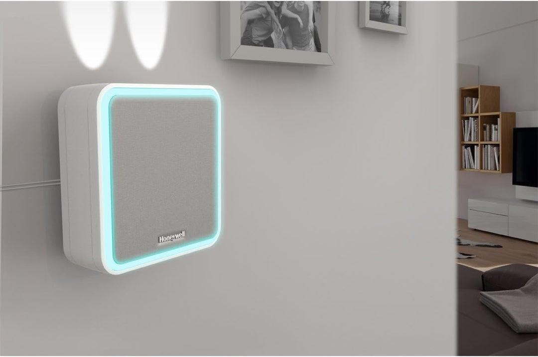 Honeywell Home DW915S Serie 9 Tragbar, verdrahteter oder Funk-LED-Gong (weiss) || mit 11 Melodien Tr