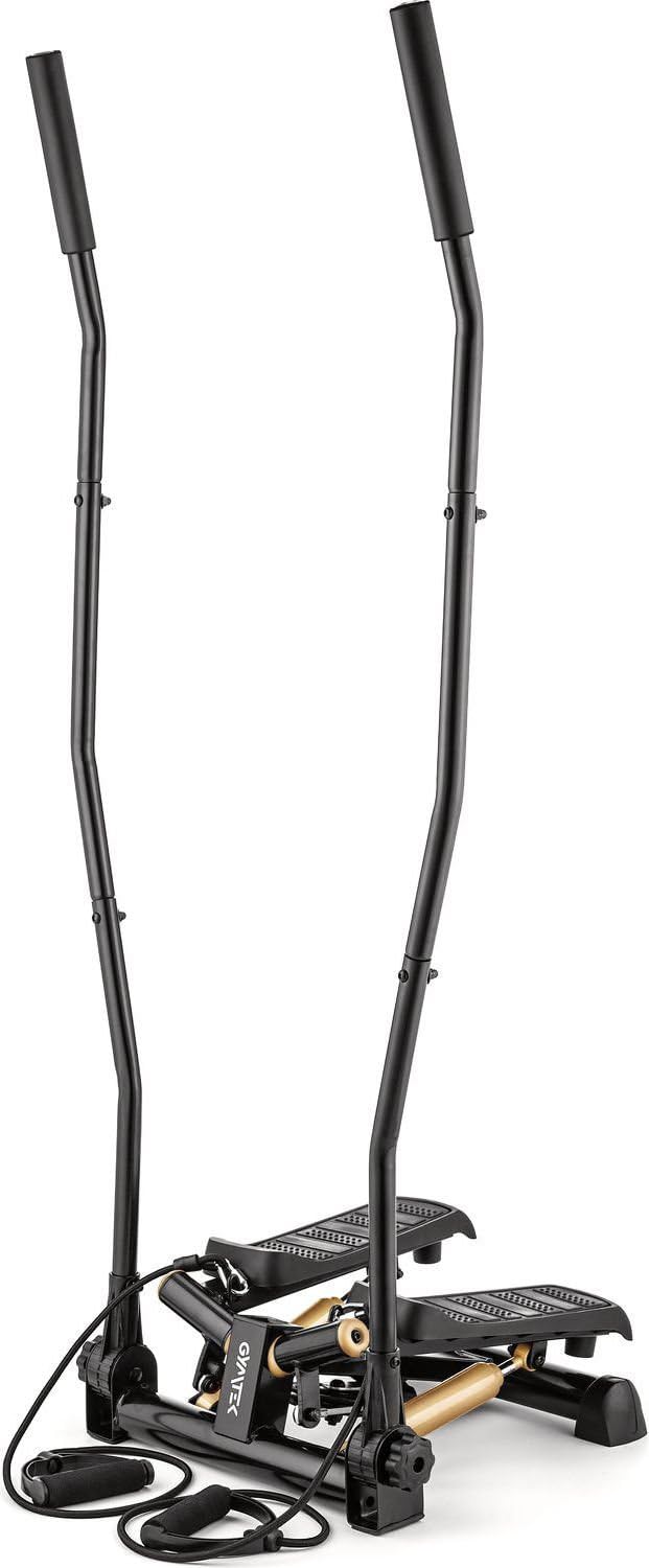 Gymtek Stepper, Drehstepper mit Haltegriffen & Expanderbänder - mit LCD-Bildschirm, Schrittzähler un