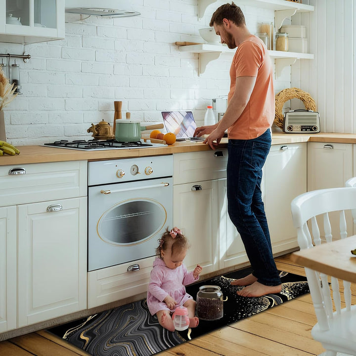 Küchenteppiche 2 Stück, Rutschfestes und aufnehmen Sonnenblume Muster Küchenläufer Küchenteppich Für