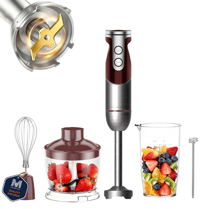 MegaWise Pro Titanverstärkter 5-in-1-Stabmixer, leistungsstarke 400 W mit 80% schärferen Klingen, ka