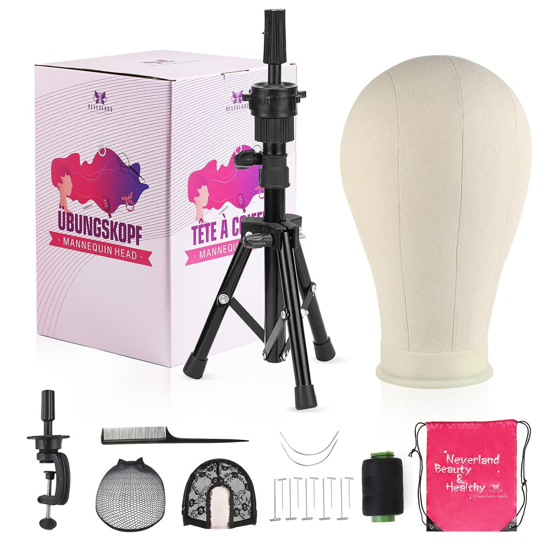 Perückenkopf 23"(58cm),Neverland Beauty Perücke kopf mit Perückenständer,Perücke machen Mannequin Ko