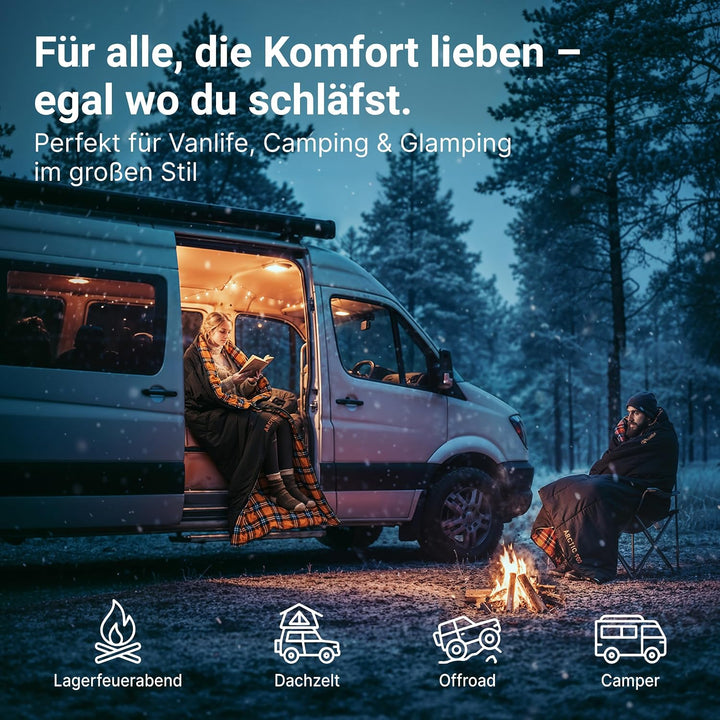 EXPLORER Arctic XXL Deckenschlafsack Winter -24°C Extrem – Camping Schlafsack aus 100% Baumwolle &amp; F