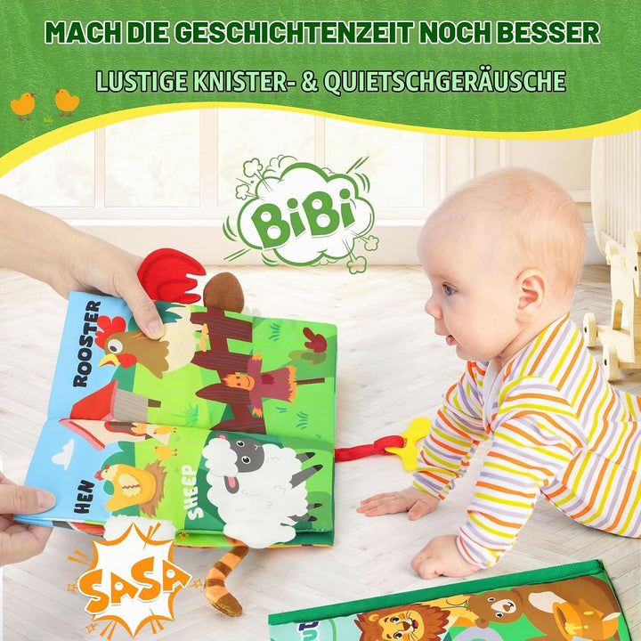 BBWOO Baby Spielzeug 0 3 6 Monate,Babybuch Quiet Book knisterbuch stoffbuch fühlbuch Baby Buch Kinde