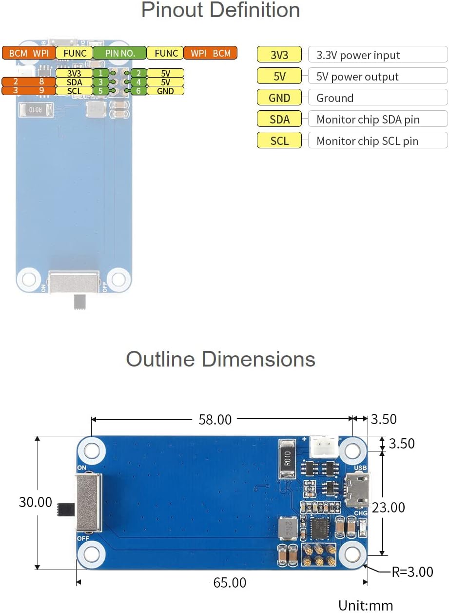 Waveshare UPS HAT (C) for Raspberry Pi Zero 5V Uninterruptible Power Supply Multi Battery Protection