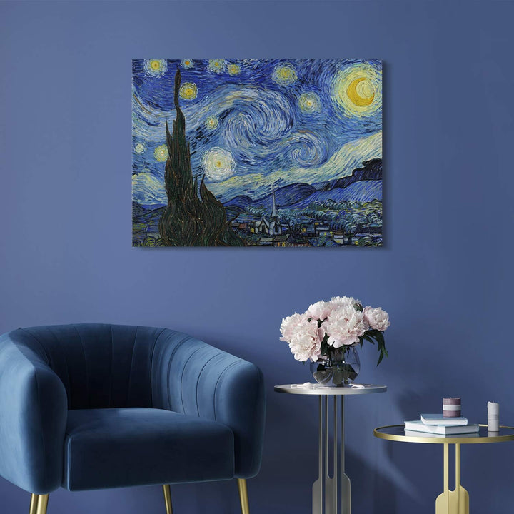 PICANOVA – Vincent Van Gogh Starry Night 80x60 cm – Bild auf Leinwand – Leinwandbild – Premium Leinw