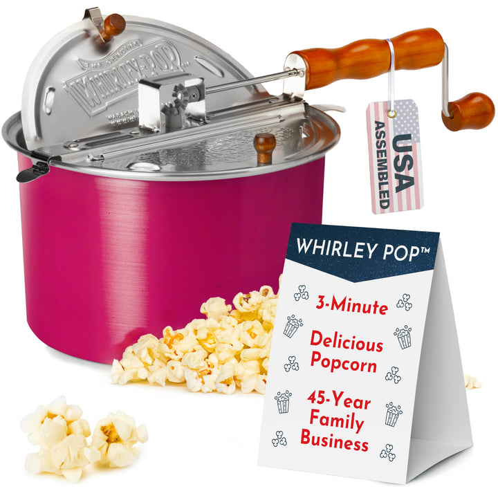 Wabash Valley Farms Pink Whirley Pop mit Nylon-Zahnrädern – 1 Popcorn-Set inklusive, Filmabend zu Ha