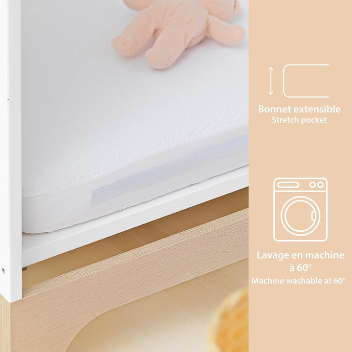 Kadolis - wasserdichte Babyunterlage Bouclette Bio-Baumwolle - Matratzenschutz für Babybett 70x140 c