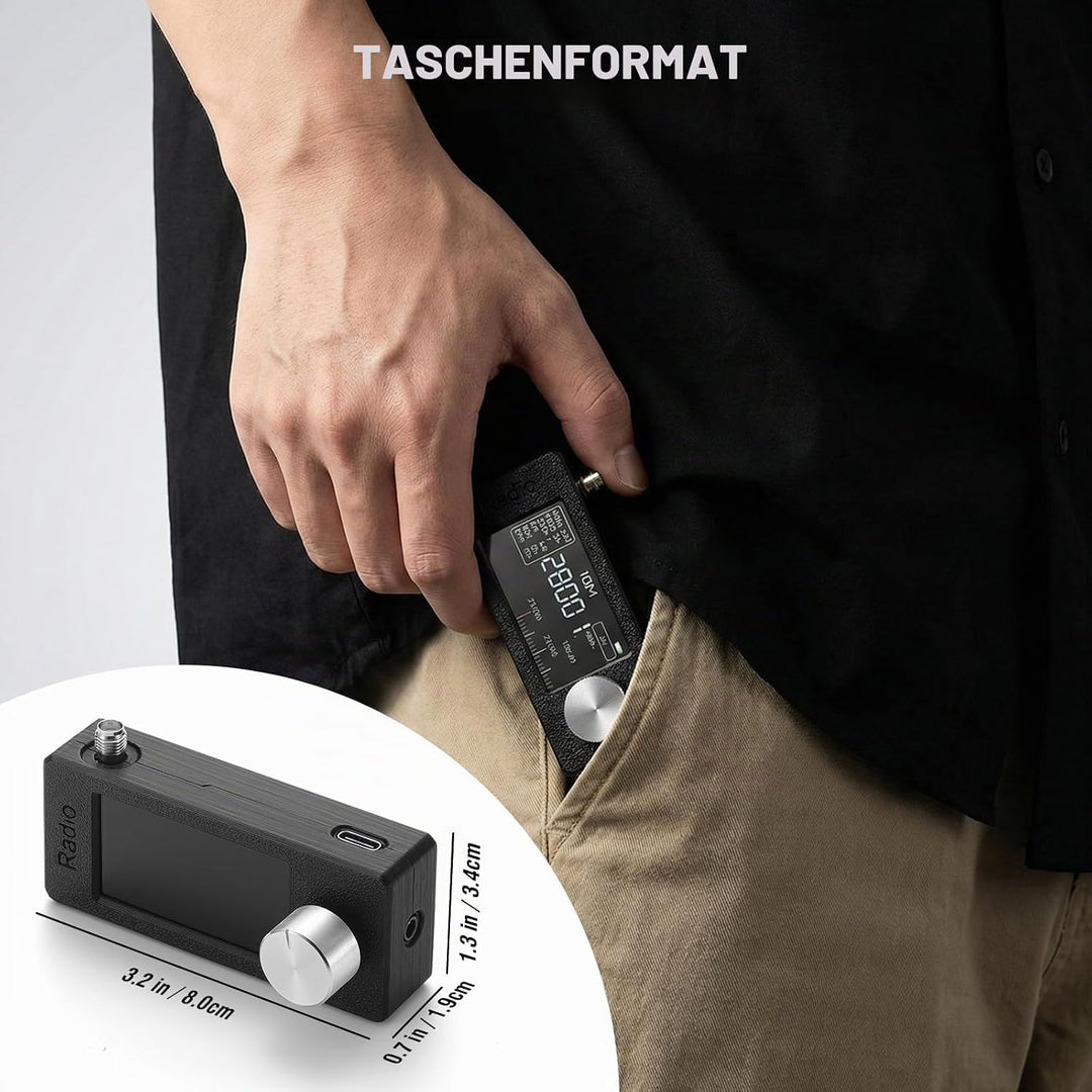 Raddy Mini-Radio Allband DSP Radio mit Si4732 Chip, FM/SW/MW/VHF/CB Empfänger mit LSB/USB Modi, Kopf