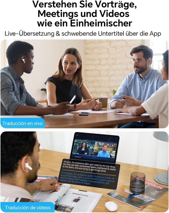 Polypay P1 AI Übersetzer Kopfhörer, Übersetzungsgerät für Live-Sprache und Video mit App für 138 Spr