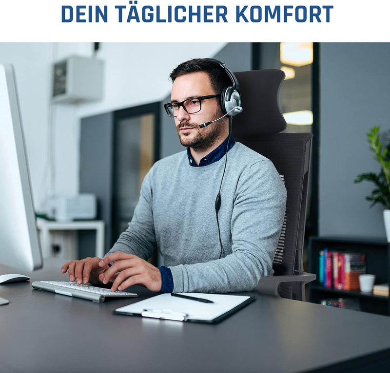 KLIM K300 Office Chair - Ergonomischer Bürostuhl + Weiches Sitzkissen & Stoff + Inklusive Kopfstütze