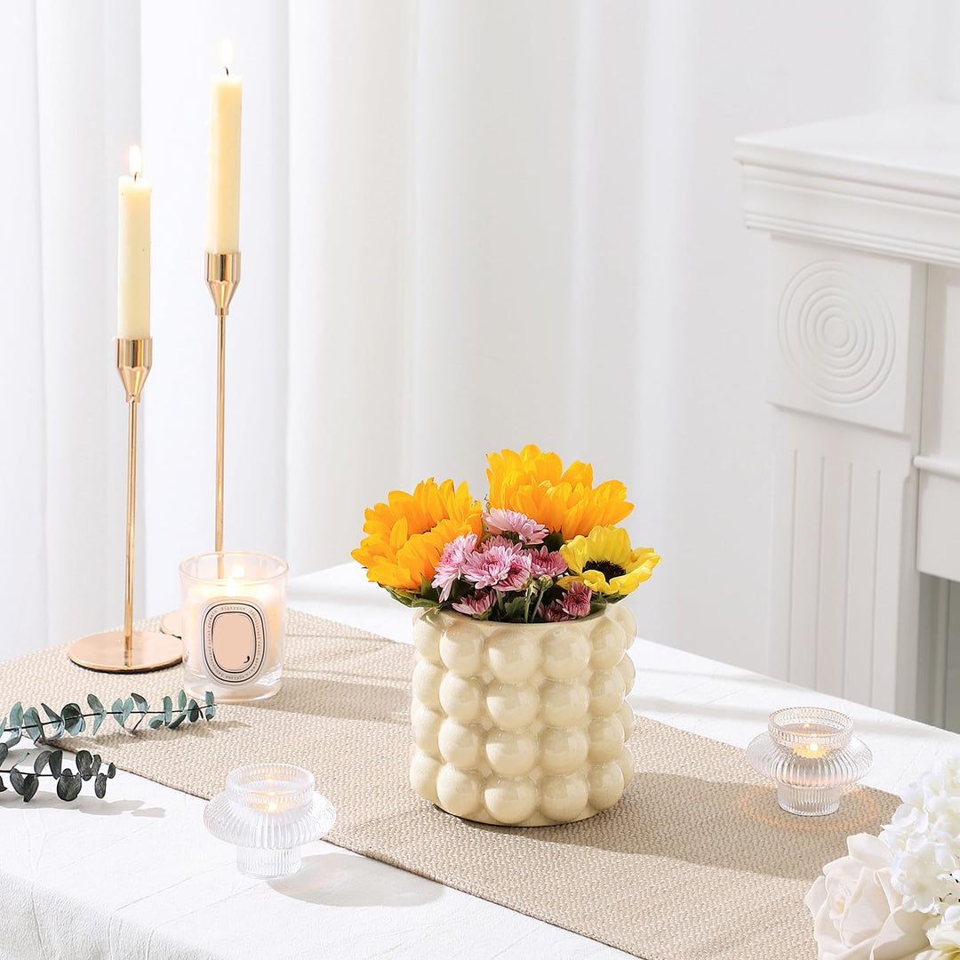 YANWE1 Bubble Vase Kleine Vase Weiss Keramik Vase Boho Vase Keramik Blumenvase Vase für Dekor Dekora