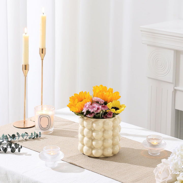 YANWE1 Bubble Vase Kleine Vase Weiss Keramik Vase Boho Vase Keramik Blumenvase Vase für Dekor Dekora