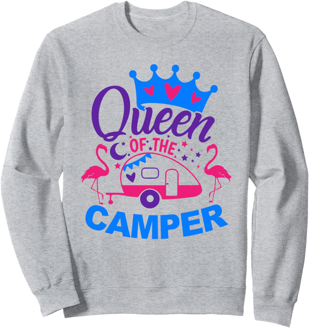 Queen of the Camper Flamingo Glamping Squad Spass Camping Leben Sweatshirt