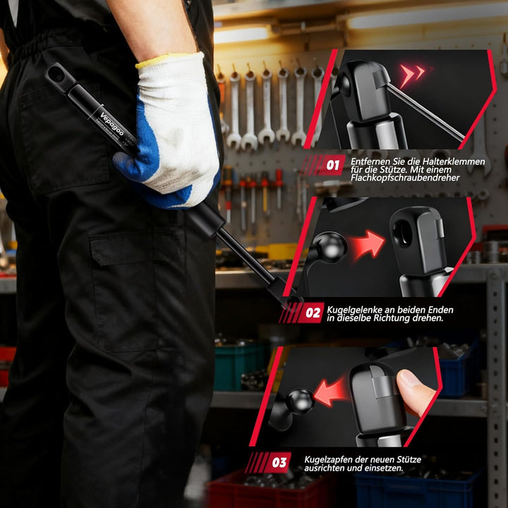 Vepagoo Heckklappendämpfer Gasdruckfedern für Peugeot 307 (3A/C) Schrägheck 2000–2011 kofferraum däm