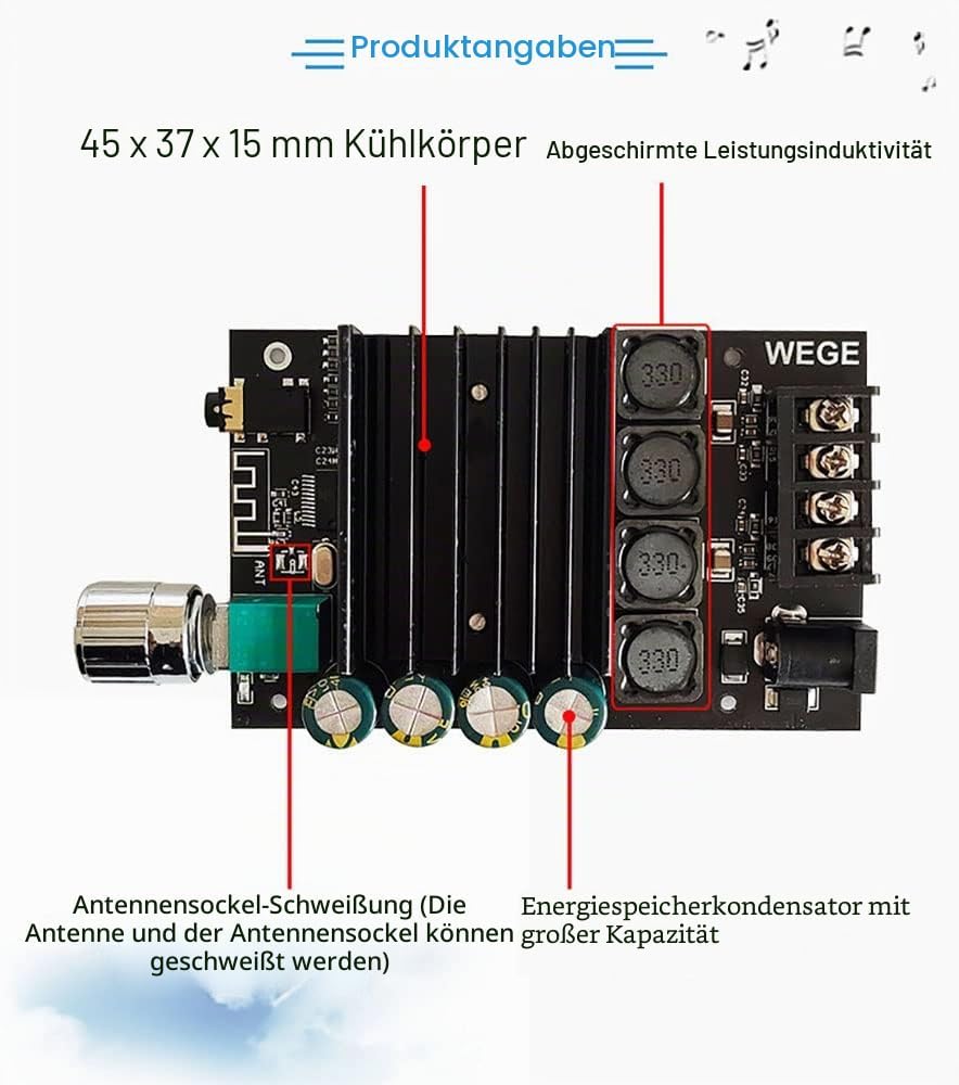 WANGCL ZK-XPS 150W + 150W TDA7498E Audio-Leistungsverstärker Equalizer BT 5.0 Stereo Subwoofer HiFi