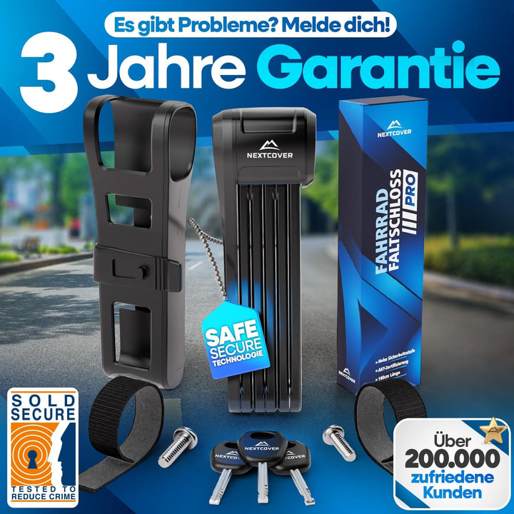 NEXTCOVER® NEU Faltschloss Fahrrad FoldPro - Das Original - mit SteelSecure-Technologie 2.0 I Robust