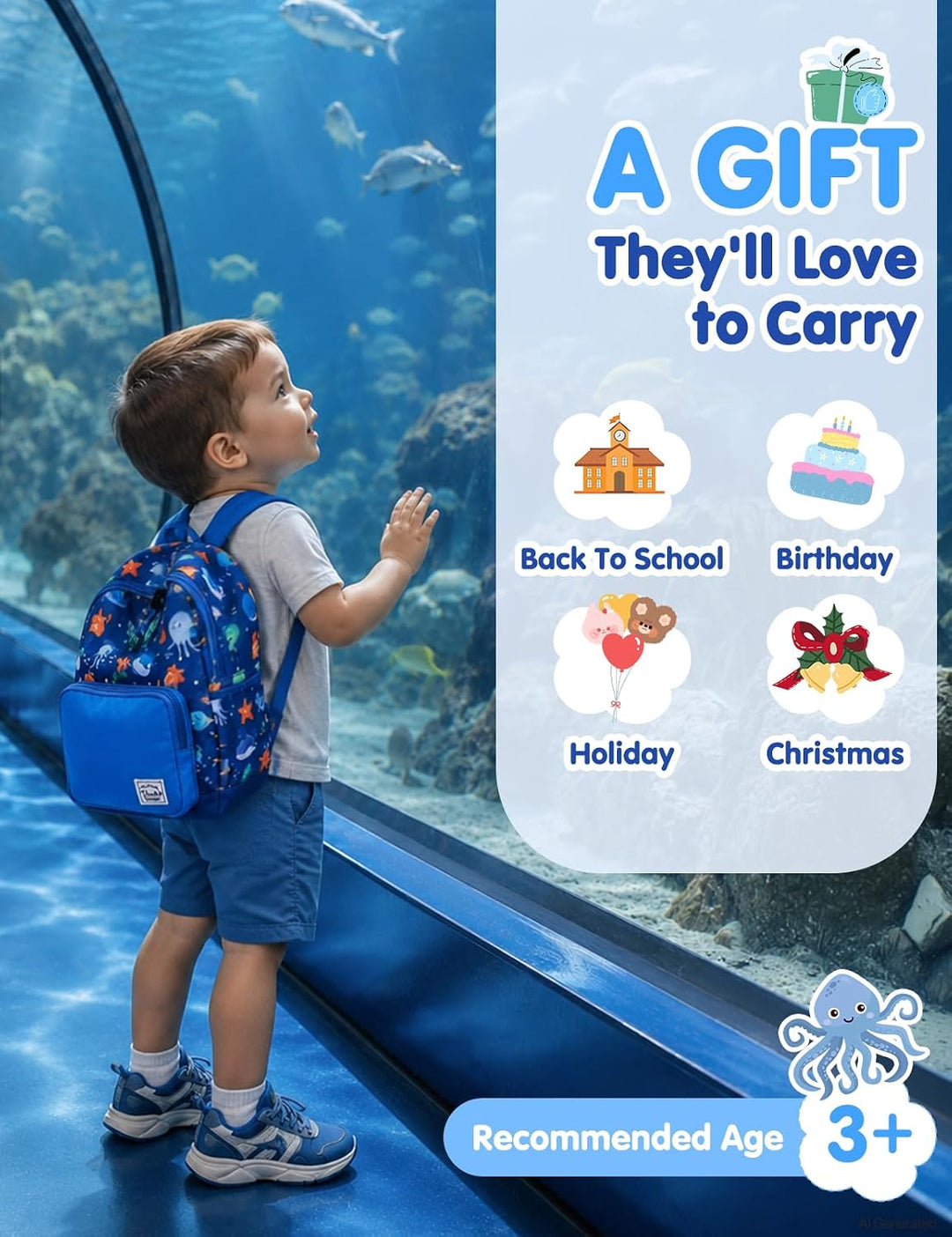 VASCHY Kinderrucksack, leicht, Schulranzen, Mädchen, Jungen, Grundschule, Kindergarten, 4 – 6 Jahre,