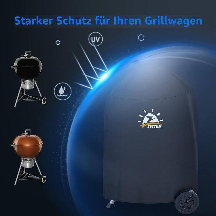 Zettum Kugelgrill Abdeckung Grill - 600D Oxford Holzkohle Abdeckhaube Grill für Weber 57 CM Barbecue