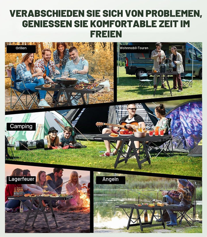 Raynesys Klappbarer Grilltisch mit Mesh-Tischplatte, 3ft Höhenverstellbarer Faltbarer Campingtisch a