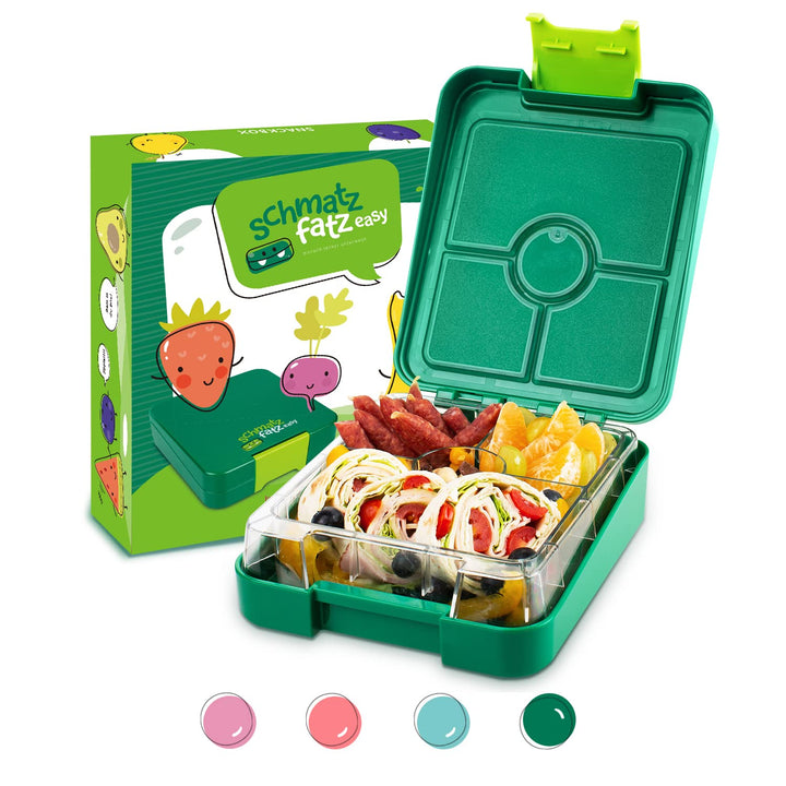 schmatzfatz Easy Bento Lunchbox für Kinder, BPA-frei, Lunchbox mit 4 Fächern, leicht zu öffnen und z