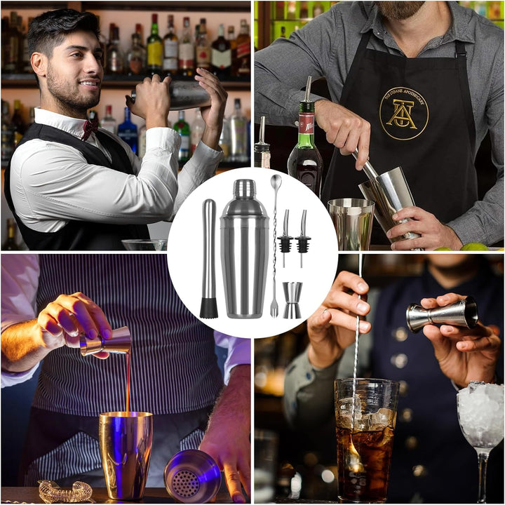 Cocktail Shaker Set,6 Stück Edelstahl Cocktails Mix Sets,750 ML cocktailshaker Glas,Gin coktailshake